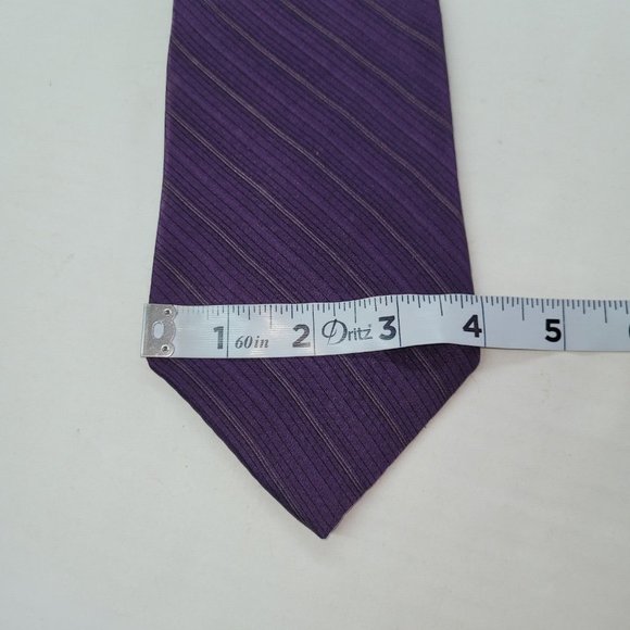 Milano Uomo Tie Men Silk Striped Purple Handmade‎ Costa Rica Office Preppy - Picture 6 of 7